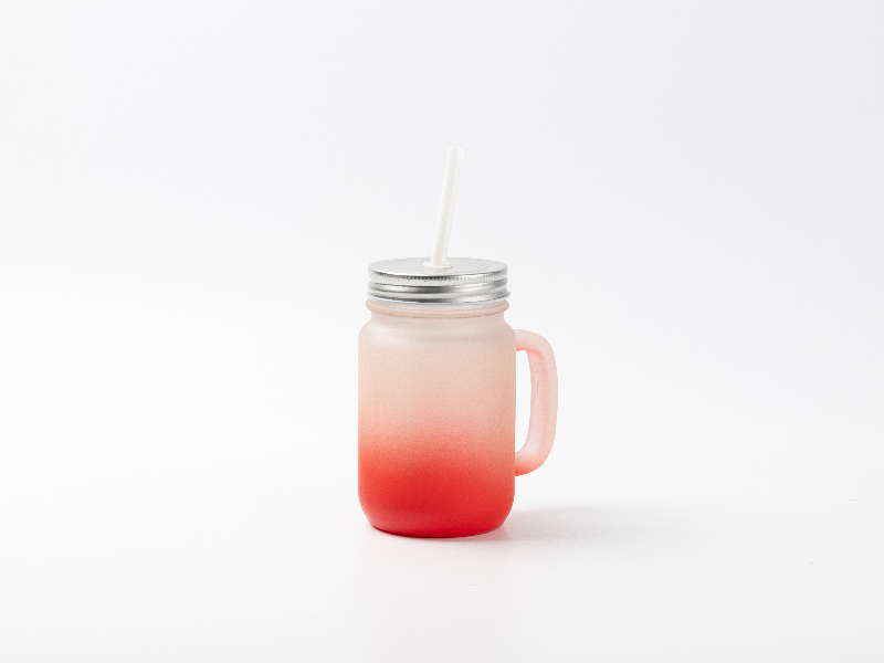 12 oz Mason Jar Frosted w/lid & Straw