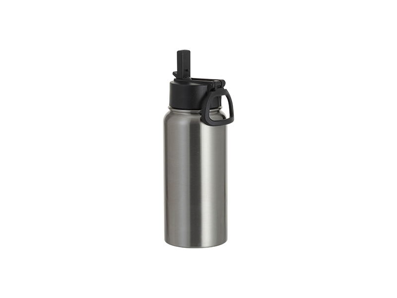 Wide Mouth Stainless Steel Water Bottle with Straw Lid, 25OZ / 750ML