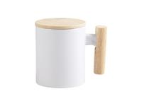 Sublimation 11oz White Mug w/ Wooden Handle &amp; Bamboo Lid
