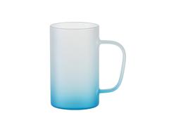 18oz/540ml Glass Beer Coffee Mugs(Frosted, Gradient Blue)