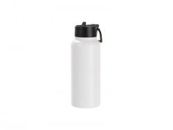 Garrafa Inox 32oz/950ml com Bocal Largo e Alça Rotatória Recubrimento em Pó (Branco, Recubrimento Mate Sublimação)Quantidade mínima:500uds