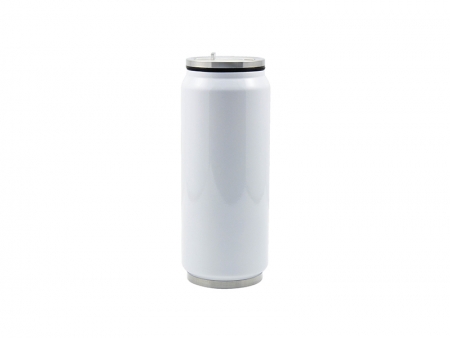 Sublimation 12oz/350ml Stainless Steel Coke Can with Straw (White)