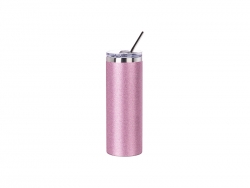 Sublimation 20oz/600ml Glitter Stainless Steel Skinny T Tumbler with Straw &amp; Lid (Pink)