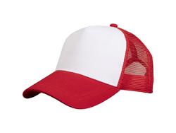 Boné de camionista em rede para sublimação (vermelho e branco)
