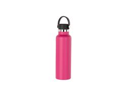 Botella Acero Inoxidable 600ml/20oz Recubierto en Polvo con Tapa Bambú Fácil de Llevar   (Rojo Púrpura)