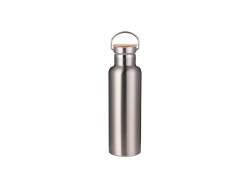 Sublimation 750ml/25oz Portable Bamboo Lid Stainless Steel Bottle (Silver)