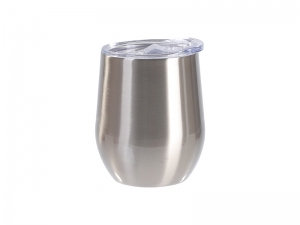 Sublimation Blanks 9oz/260ml Stainless SteelStemless Wine Cup w/ SlideLid (Silver)