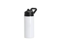 20oz/600ml Garrafa de Água de Alumínio com Tampa Portátil Preta com Canudo (Branco)
