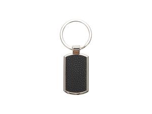 Engraving Blanks Metal Keyring w/ Engravable Leather (RND Corner Rect, Black)