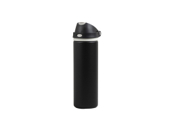 25oz/750ml Powder Coated Stainless Steel Bottle w/ Pop Lid (Black)