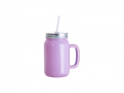 Sublimation Blanks 12oz/350ml Full Color Mason Jar W/ Handle(Purple)