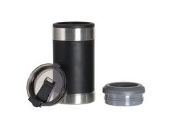 Enfriador de Latas 4x1 Acero Inoxidable y Cuero Sintético PU 12oz/350ml para Grabado Láser (Negro/Blanco)Cantidad mínima 1000pcs