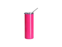 20oz/600ml Tumbler de acero inoxidable fluorescente con pajita y tapa (Rosado)