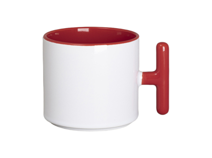 Sublimation 9oz Inner T-Handle Color Mug (Red)