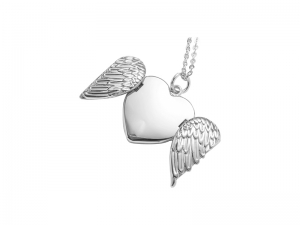 Sublimation Heart Angel Wings Necklace (Silver)