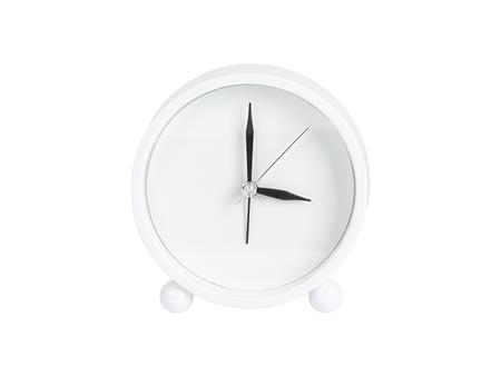 Reloj de alarma con inserto de aluminio sublimable (10.5*10.7*4 cm, Blanco)