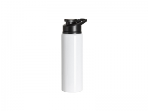Sublimation Blanks 750ml White Aluminium Bottle w/ Black Portable Flip Lid