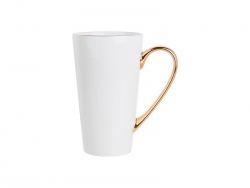 Sublimation 14oz Gold Rim/Handle Latte Mug