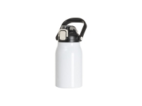 Sublimation Blanks 32oz/1000ml Stainless Steel Travel Bottle w/ Black Portable Straw Lid &amp; Handle(White)