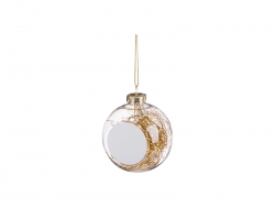Bola de Navidad Plástico 8cm con adorno dorado (Transparente)