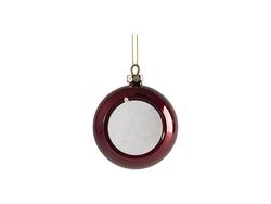 Enfeite de bola de Natal em plástico com glitter de 8 cm sem encaixe (Vermelho)Quantidade mínima: 2000 peças