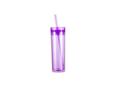 Copo Plástico Dupla Capa 16oz/473ml com Tampa e Canudo (Roxo Claro)