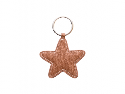 Llavero Cuero PU para grabado a láser (Estrella, Marrón)