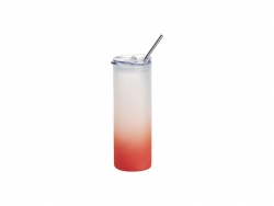 Sublimation Blanks 25oz/750ml Glass Skinny Tumbler with Plastic Straw&amp;Lid (Frosted, Gradient Red)