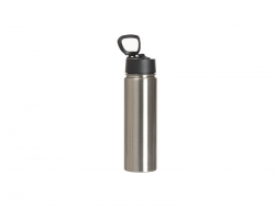 Sublimation 30oz/900ml Stainless Steel Water Bottle w/ Black Straw Lid(Silver, Double Wall)
