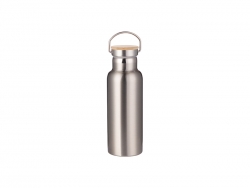 Sublimation 500ml/17oz Portable Bamboo Lid Stainless Steel Bottle (Silver)