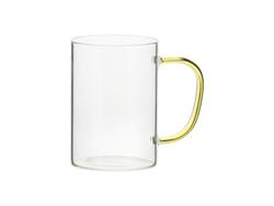 Taza Cristal 12oz/360ml con Asa Amarillo (Transparente)