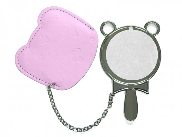 Sublimation Round Hand Mirror with Leather Case