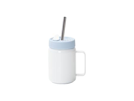 Mason Jar con Asa Acero Inoxidable 16OZ/480ml con Tapa Azul CelesteCantidad mínima:2000pcs