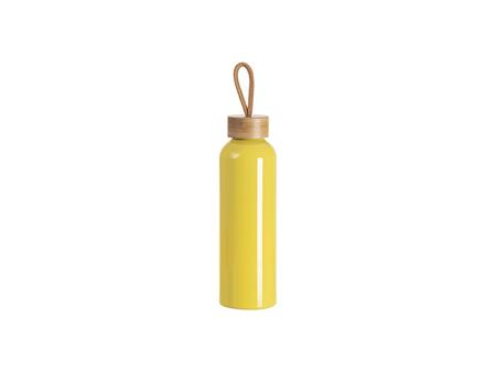 Botella de Agua Aluminio 20oz/600ml con Tapa de Bambú (Amarillo)