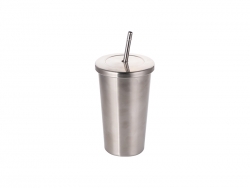 Sublimation 18oz/550ml Stainless Steel Tumbler with Straw &amp; Lid (Silver)   MOQ:3000