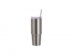 Sublimation Blanks 30oz/900ml Stainless Steel Travel Tumbler with Lid &amp; Straw (Silver)