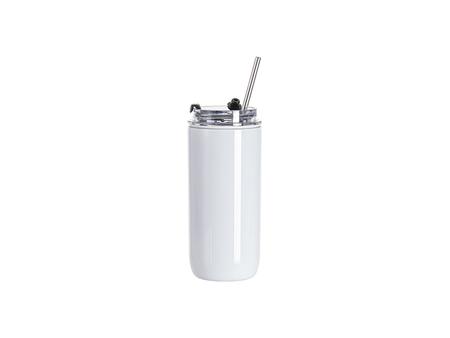 Tumbler Acero Inoxidable 17oz/500ml Flip Tapa de Clic y Pajita (Blanco)
