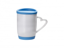 Sublimation 12oz/360ml Ceramic Mug w/ Silicon Lid and Base (Light Blue)