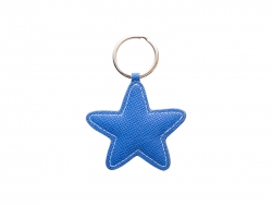 Llavero Cuero PU para grabado a láser (Estrella ,Azul)
