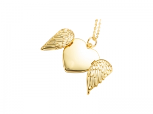 Sublimation Heart Angel Wings Necklace (Gold)