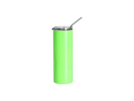 20oz/600ml Tumbler de acero inoxidable fluorescente con pajita y tapa (Verde)