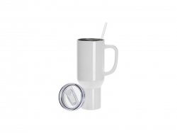 Sublimation Blanks 40oz/1200ml Stainless Steel White Travel Tumbler with Lid &amp; Straw(White Handle)