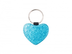 Llavero Brillante Cuero PU (Corazón, Azul)